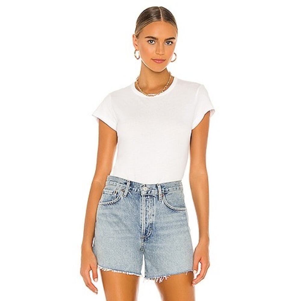AGOLDE Irina Cap Sleeve Bodysuit White Size Medium